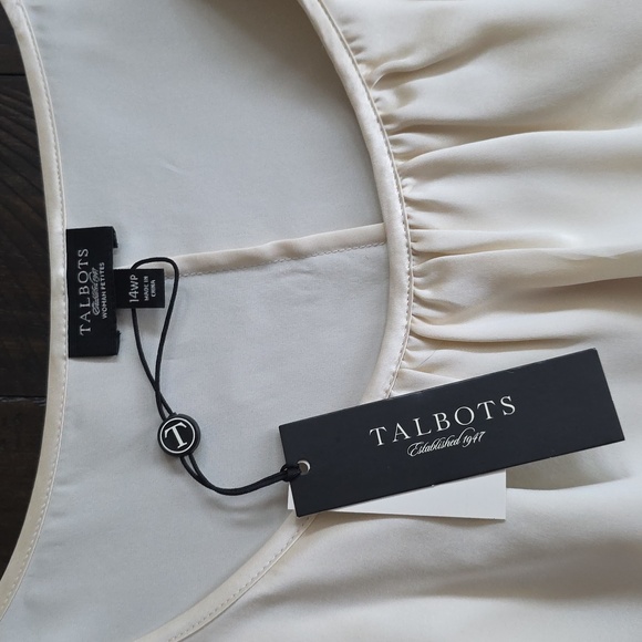 NWT Talbots Pure Silk Satin Cream Tiered Scoop Neck Layered Tank Top Petite Plus - Picture 6 of 7